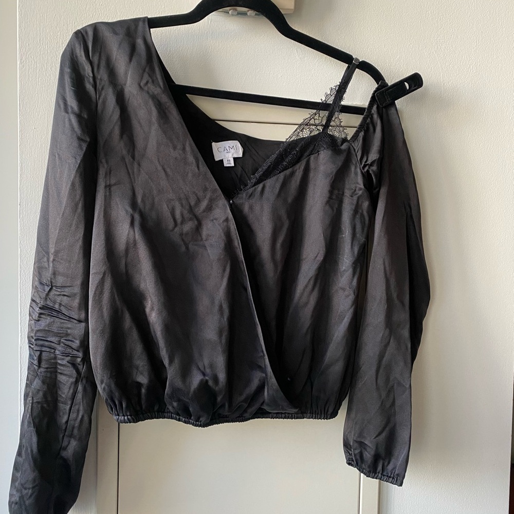 Cami NYC off shoulder silk top